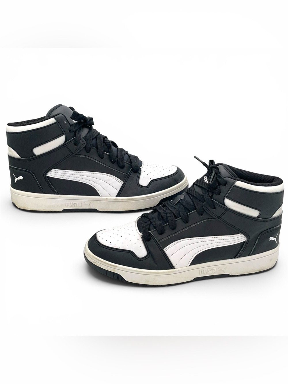 Puma Rebound LayUp Mid Black White Sneakers Men’s 10.5 - Picture 2 of 9